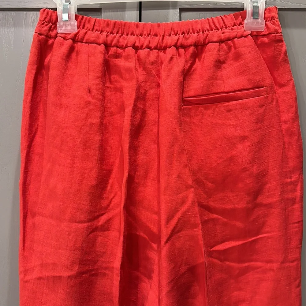 New Zara red linen trousers